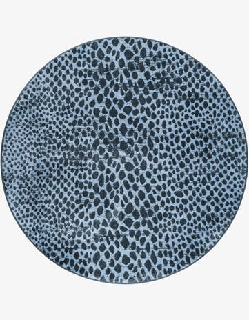 Navy Blue Kamala Washable Round Rug