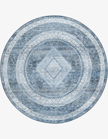 Navy Blue Kamala Washable Round Rug