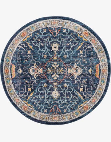 Navy Blue Lola Round Rug