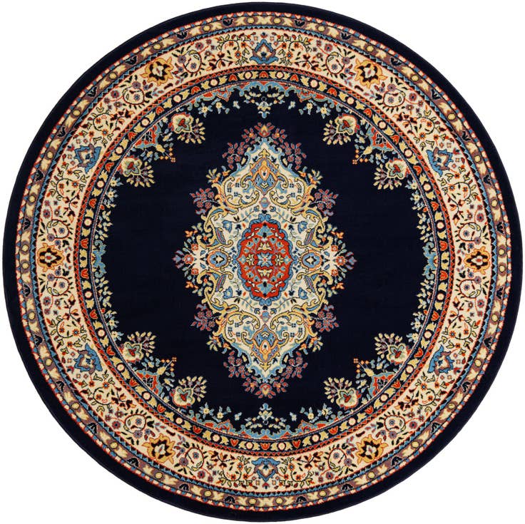 Detail image of 7' 10 x 7' 10 Mashad Design Round Rug