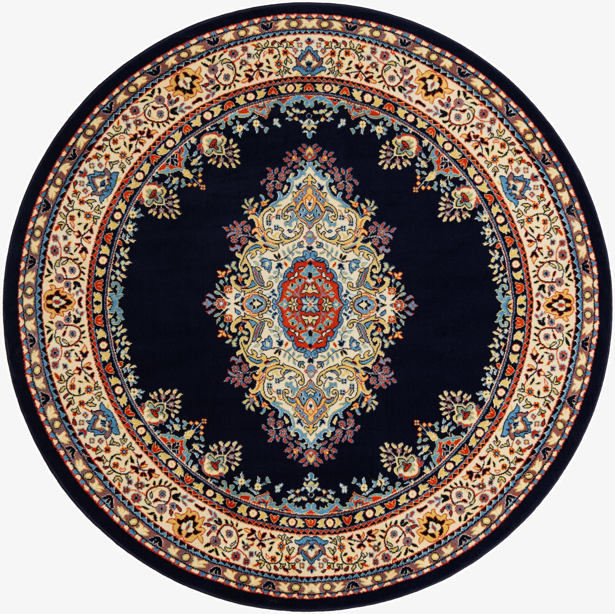 7' 10 x 7' 10 Mashad Design Round Rug