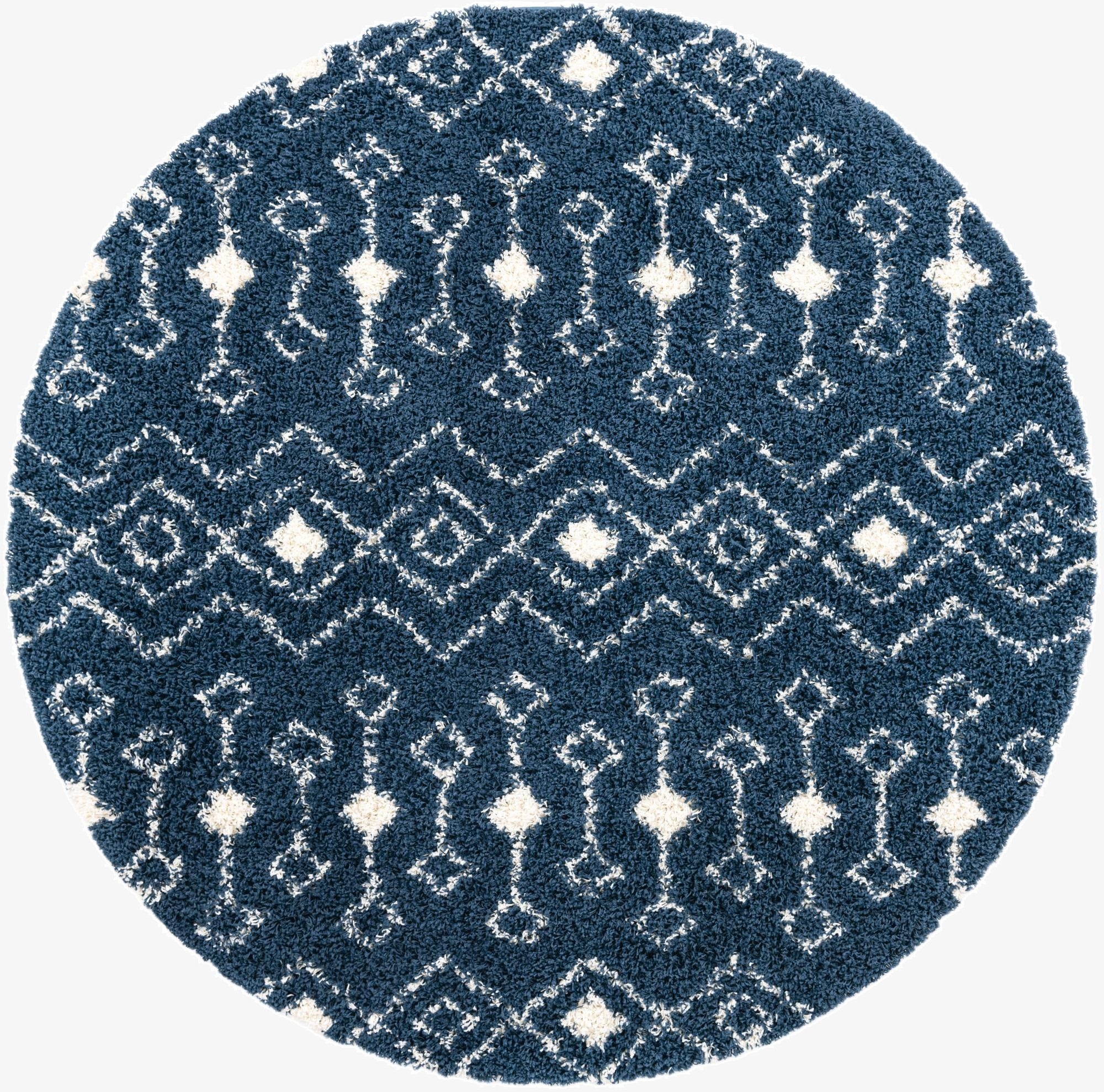 7' 10 x 7' 10 Moroccan Trellis Shag Round Rug