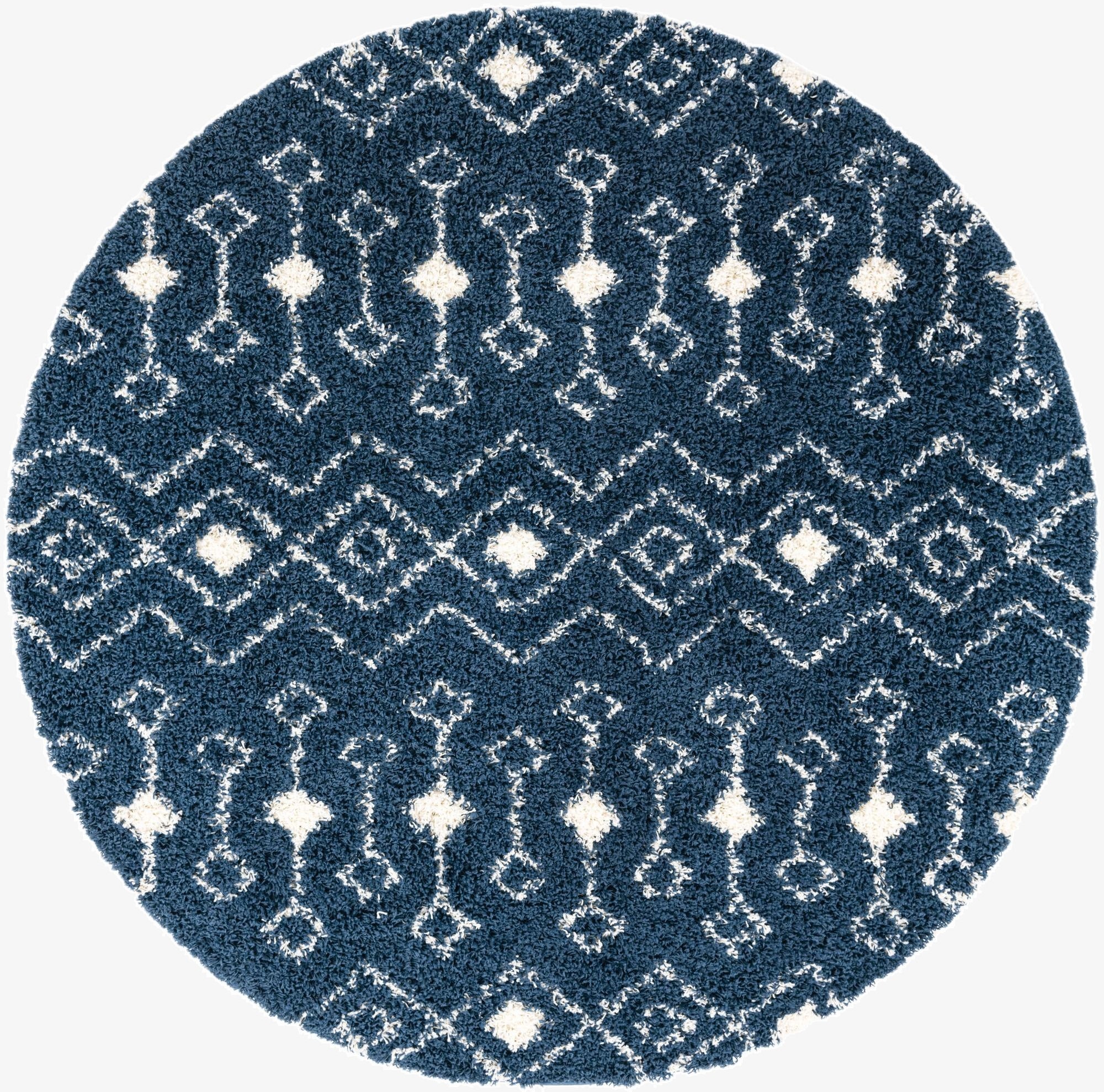 7' x 7' Moroccan Trellis Shag Round Rug