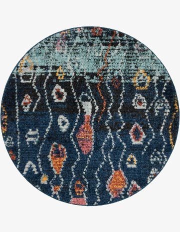 Navy Blue Morocco Round Rug