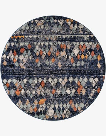 Navy Blue Morocco Round Rug