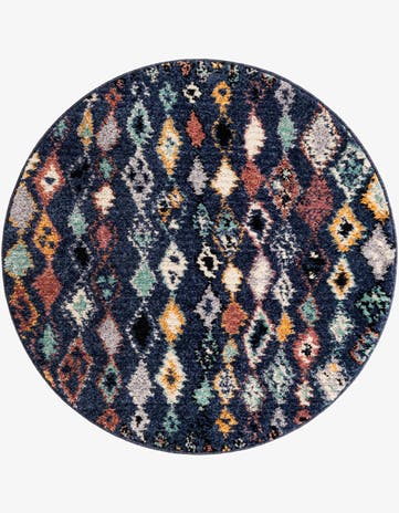 Navy Blue Morocco Round Rug