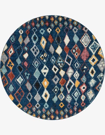 Navy Blue Morocco Round Rug