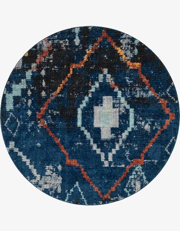 Navy Blue Morocco Round Rug