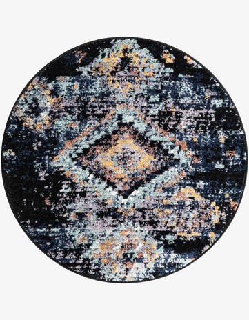 Navy Blue Morocco Round Rug