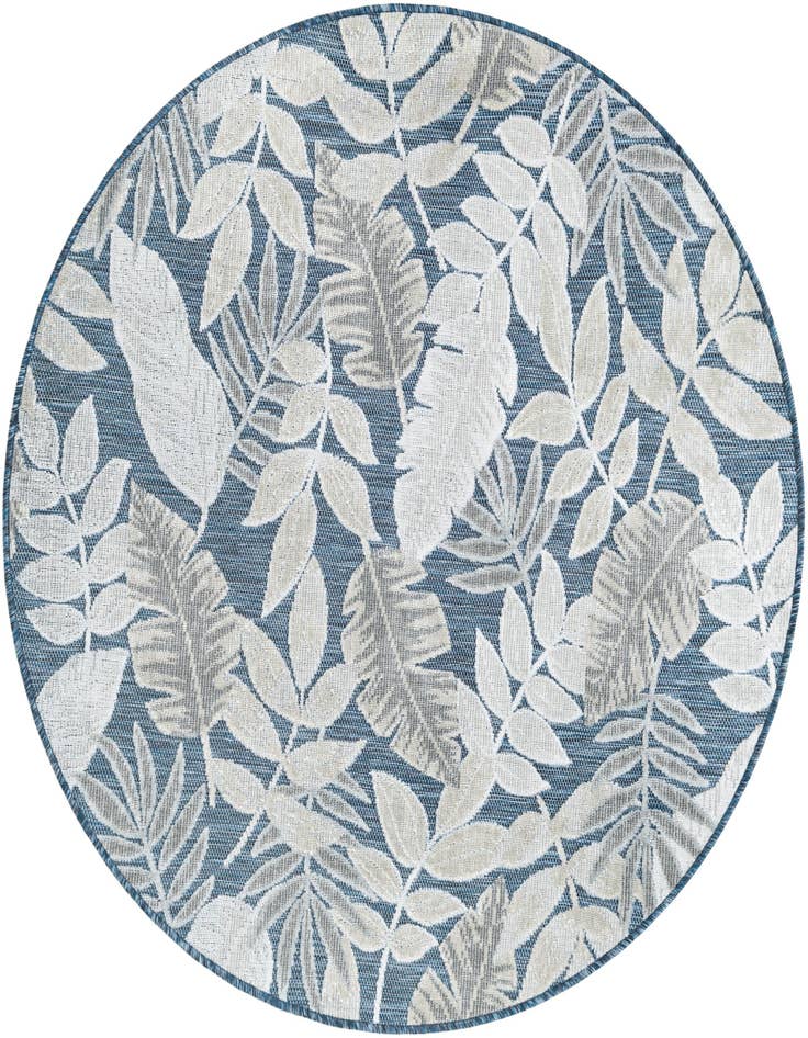 Detail image of 4' 5 x 4' 5 Easy-Clean Botanical Indoor / Outdoor Round Rug