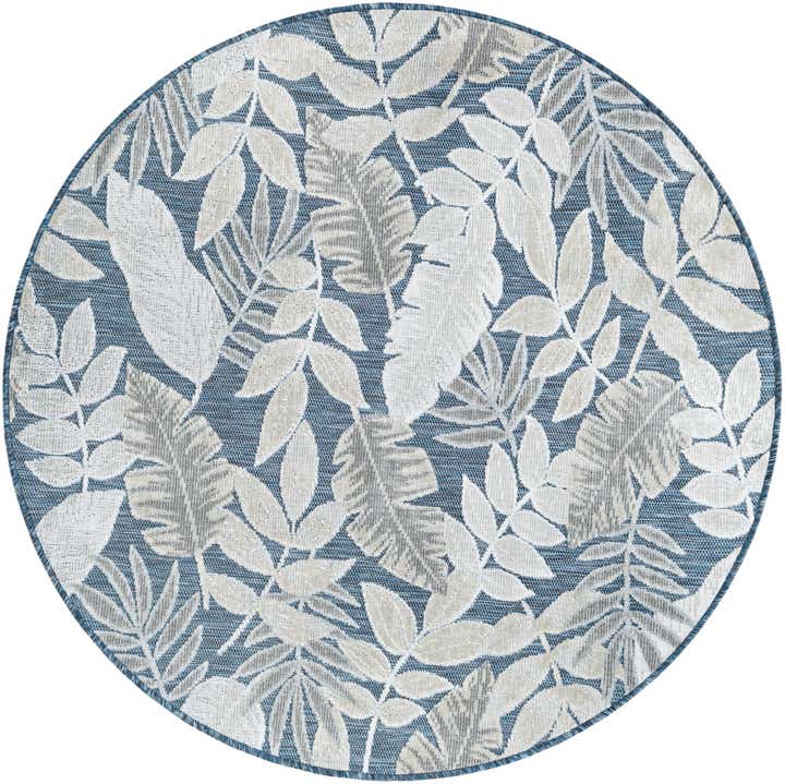 4' 5 x 4' 5 Easy-Clean Botanical Indoor / Outdoor Round Rug