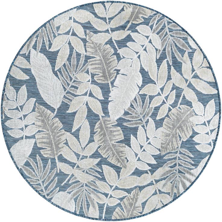 Detail image of 4' 5 x 4' 5 Easy-Clean Botanical Indoor / Outdoor Round Rug