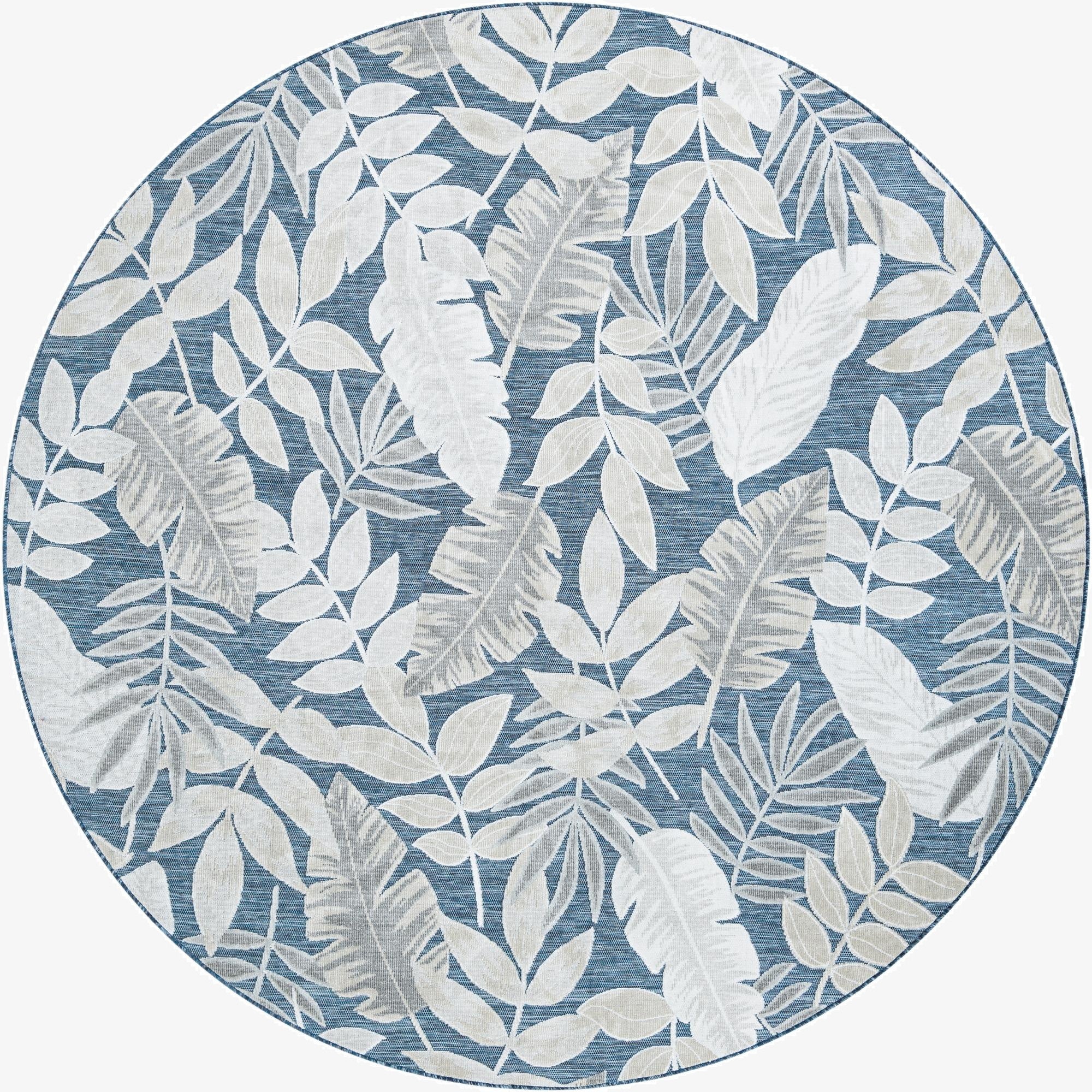 8' 2 x 8' 2  Washable Botanical Indoor / Outdoor Round Rug