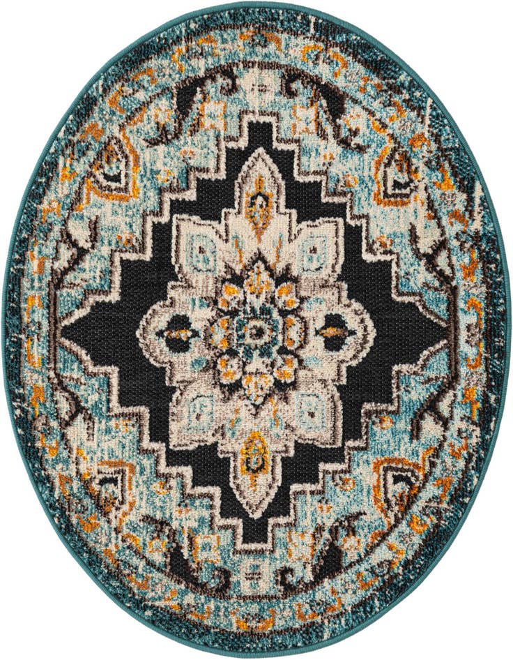 Detail image of 3' x 3' Easy-Clean Casablanca Indoor / Outdoor Round Rug