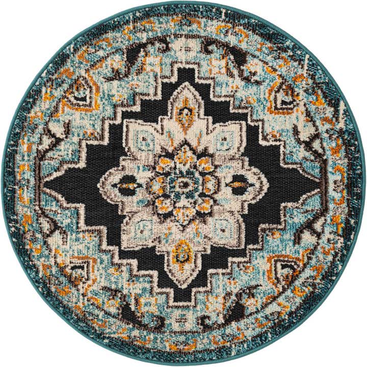 3' x 3' Easy-Clean Casablanca Indoor / Outdoor Round Rug