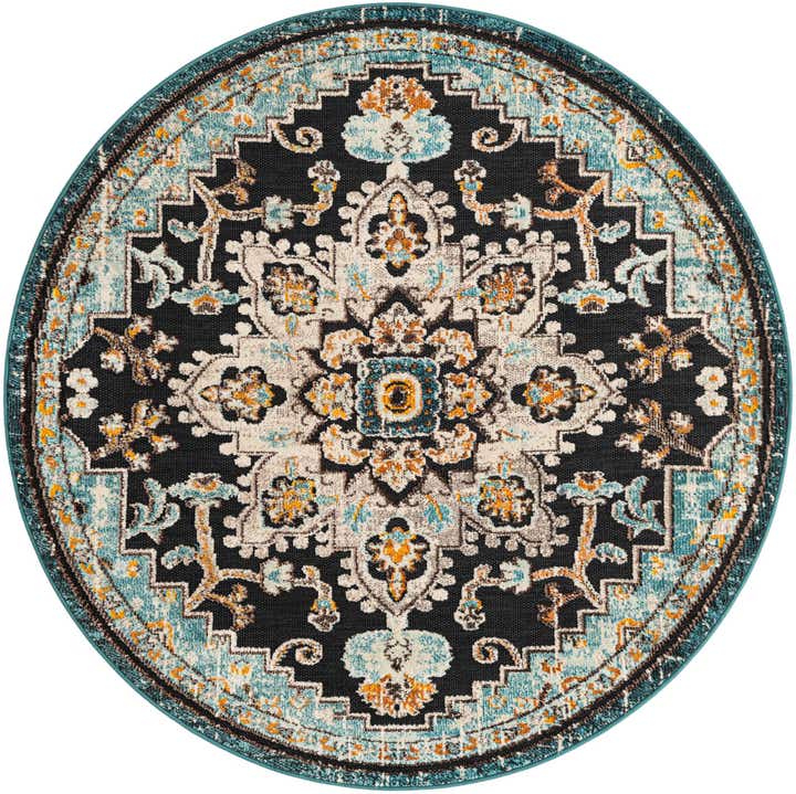6' x 6' Easy-Clean Casablanca Indoor / Outdoor Round Rug
