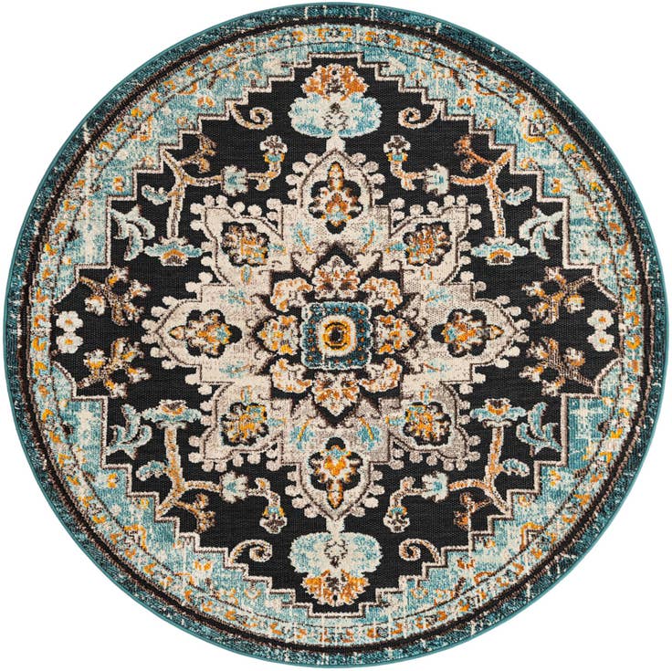 Detail image of 6' x 6' Easy-Clean Casablanca Indoor / Outdoor Round Rug