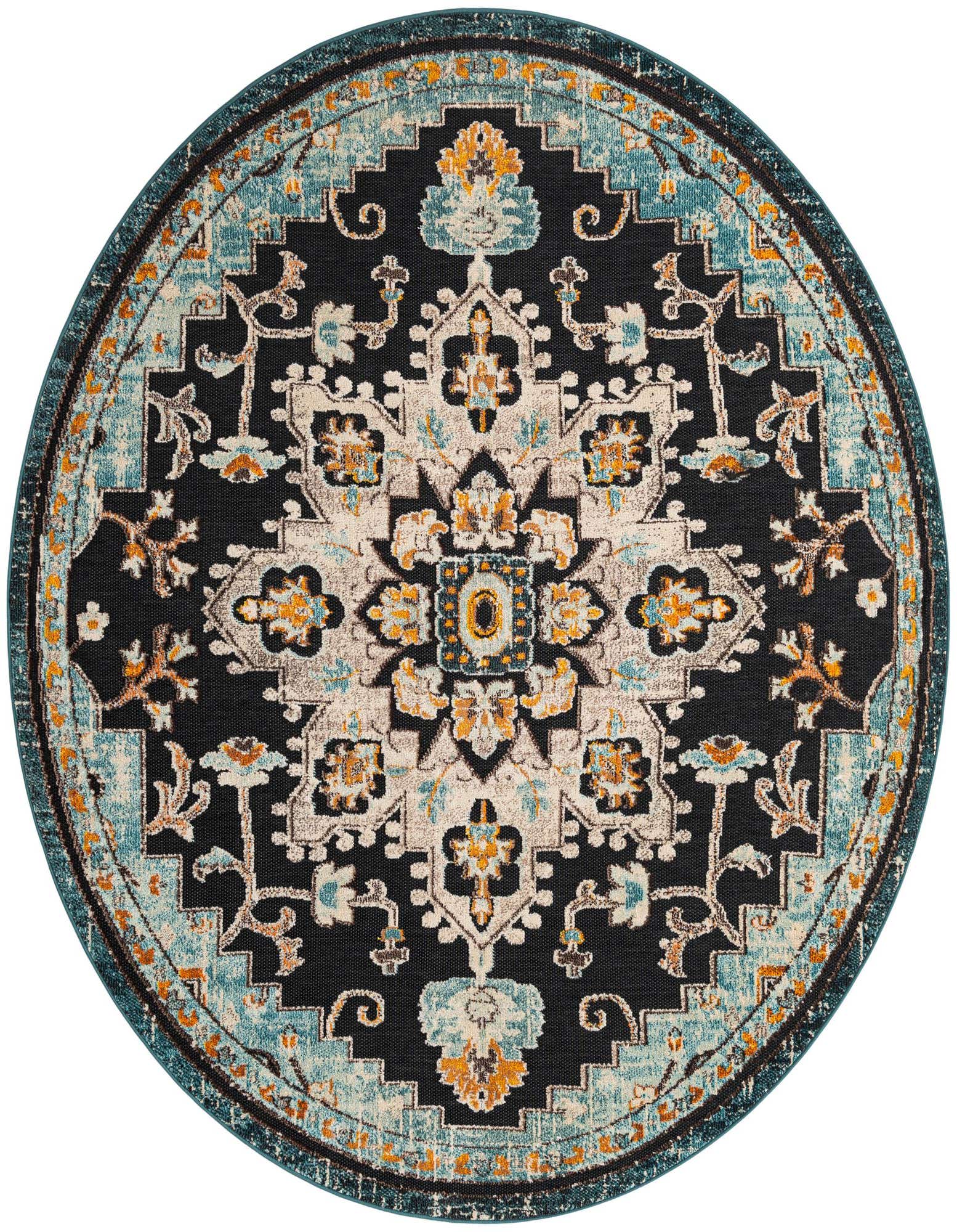 7' 10 x 7' 10 Easy-Clean Casablanca Indoor / Outdoor Round Rug