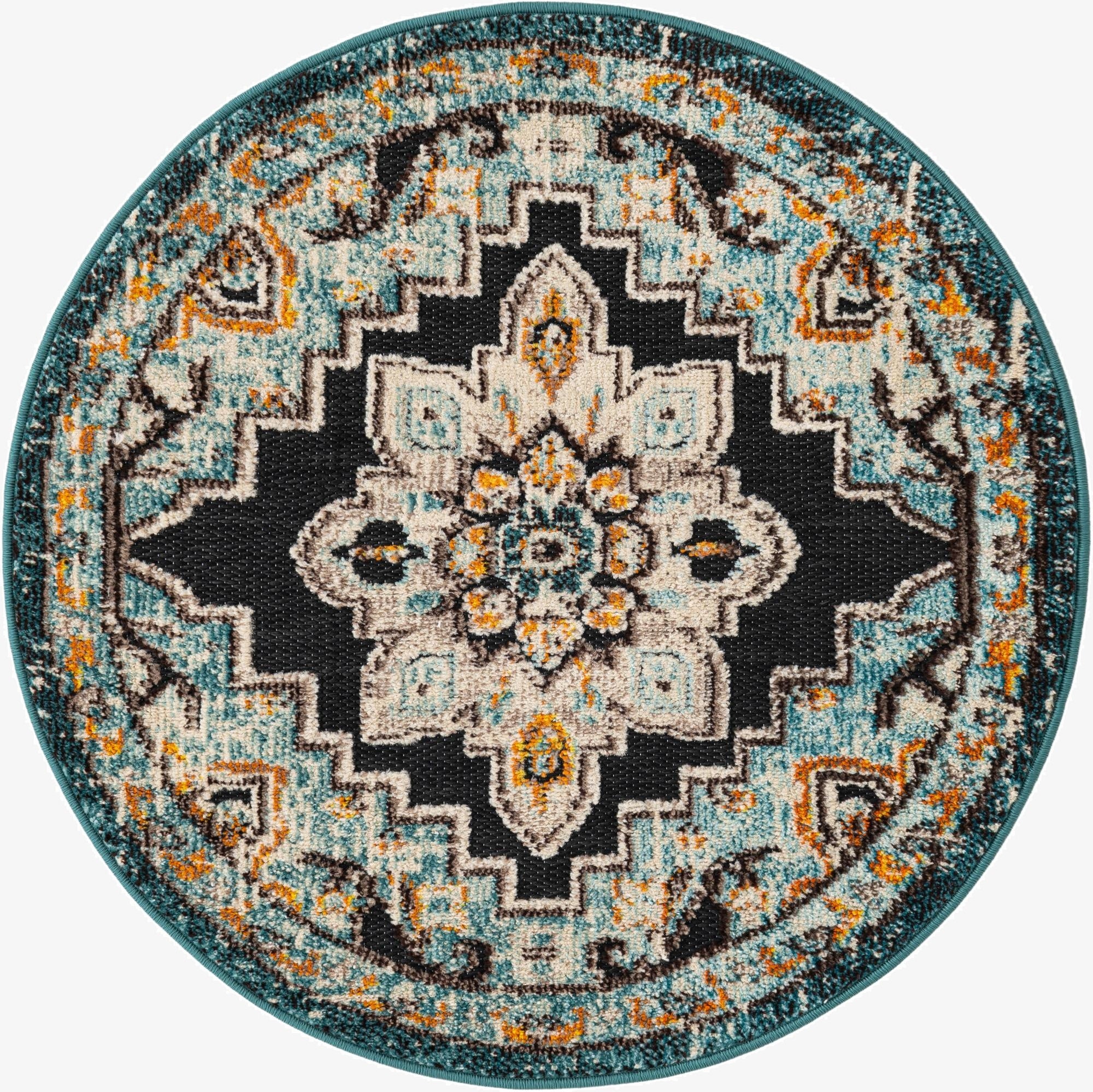 3' x 3'  Washable Casablanca Indoor / Outdoor Round Rug