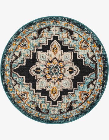3' x 3' Easy-Clean Casablanca Indoor / Outdoor Round Rug