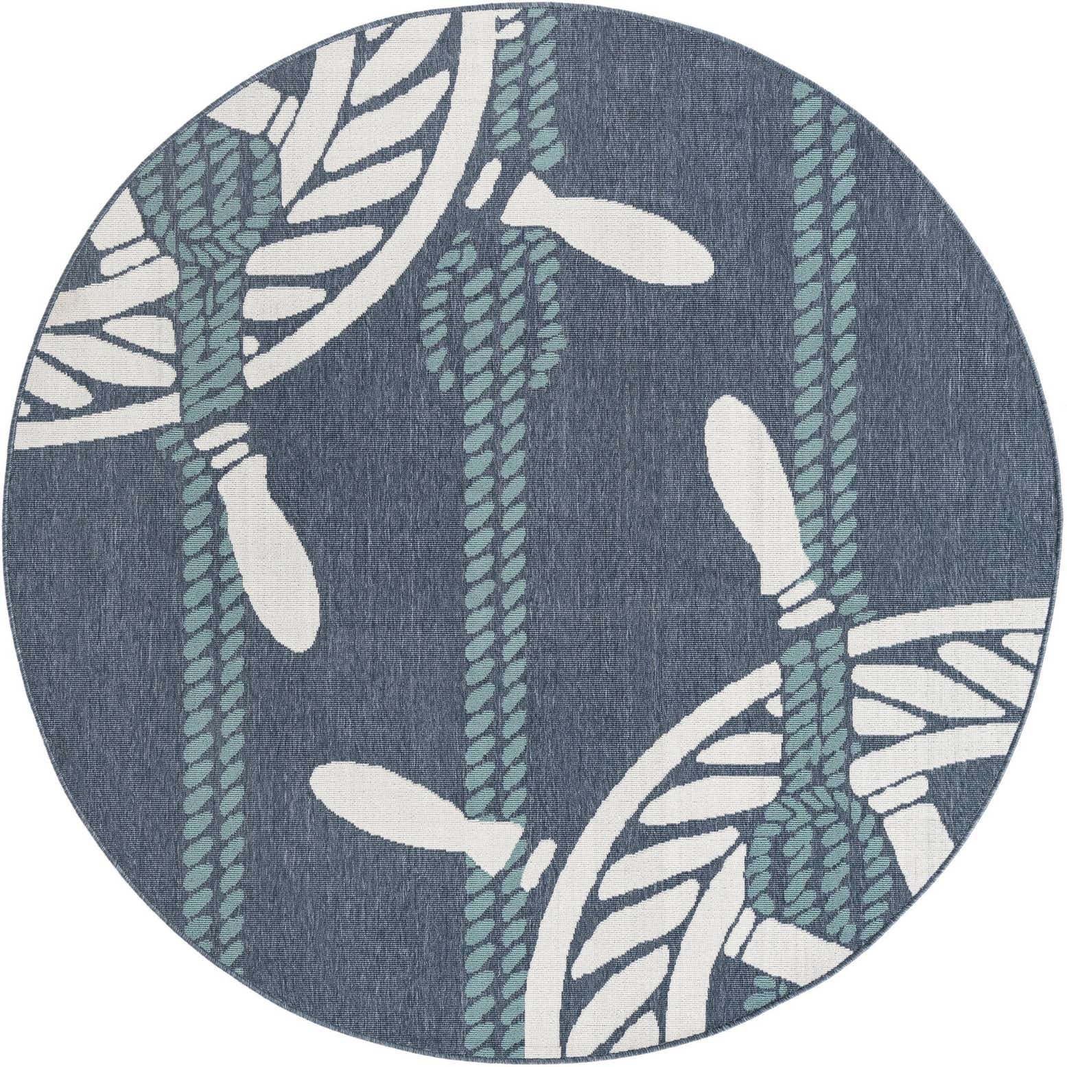 7' x 7' Easy-Clean Coastal Indoor / Outdoor Round Rug