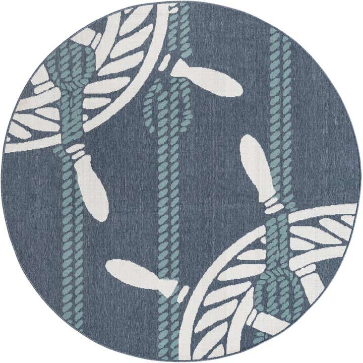 7' x 7' Easy-Clean Coastal Indoor / Outdoor Round Rug