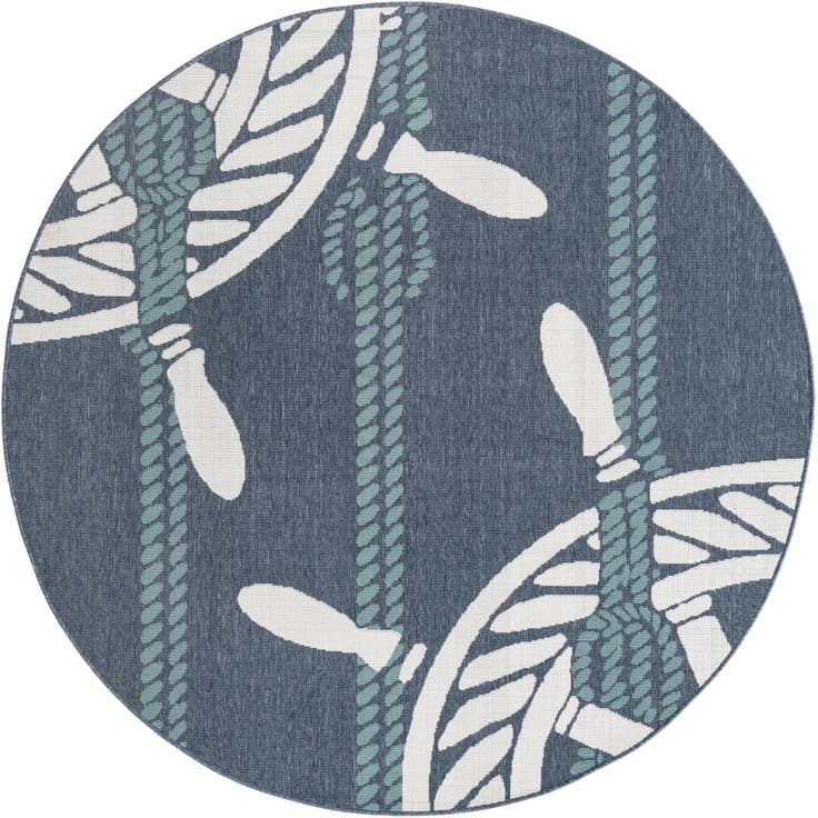 Detail image of 7' x 7' Easy-Clean Coastal Indoor / Outdoor Round Rug