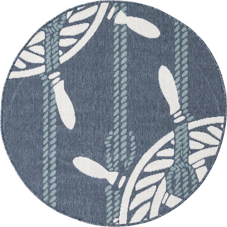 Detail image of 4' x 4' Easy-Clean Coastal Indoor / Outdoor Round Rug