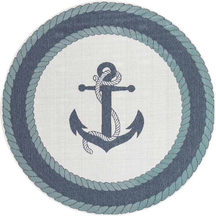 Detail image of 7' x 7' Easy-Clean Coastal Indoor / Outdoor Round Rug
