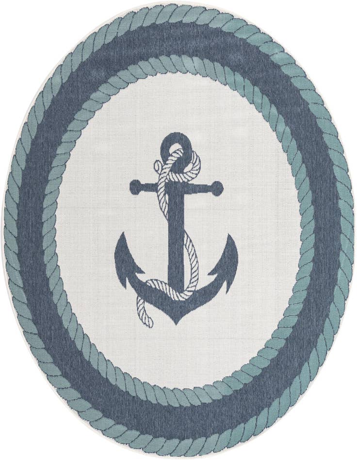 Detail image of 4' x 4' Easy-Clean Coastal Indoor / Outdoor Round Rug