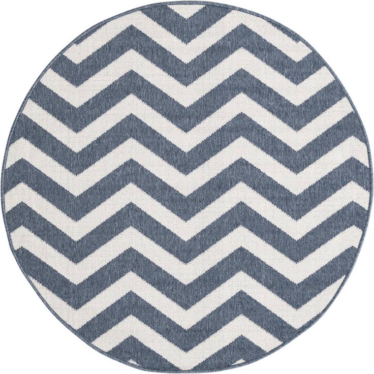 Detail image of 4' x 4' Easy-Clean Coastal Indoor / Outdoor Round Rug