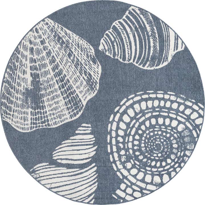7' x 7' Easy-Clean Coastal Indoor / Outdoor Round Rug