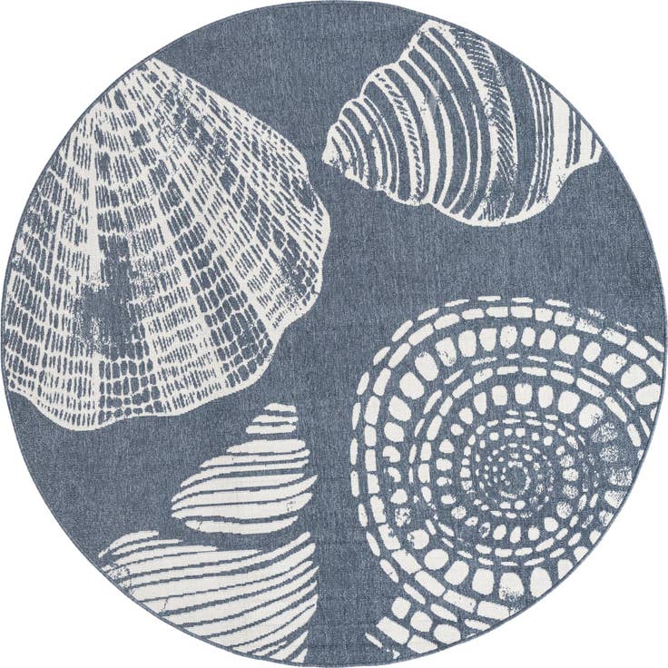 Detail image of 7' x 7' Easy-Clean Coastal Indoor / Outdoor Round Rug