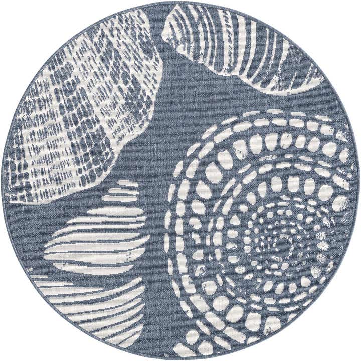 4' x 4' Easy-Clean Coastal Indoor / Outdoor Round Rug