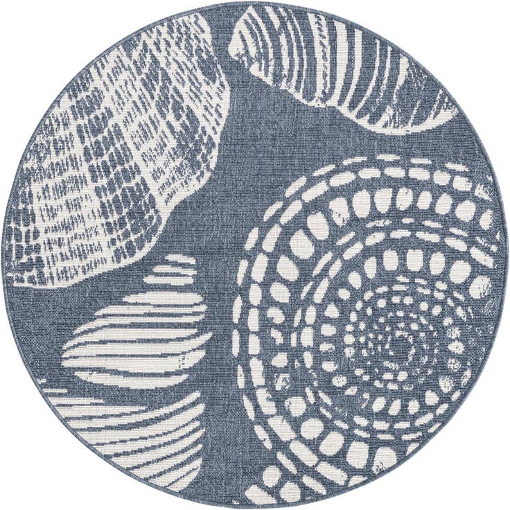 Detail image of 4' x 4' Easy-Clean Coastal Indoor / Outdoor Round Rug