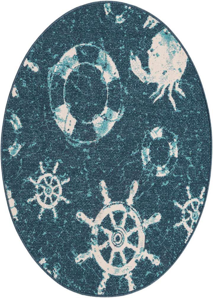 4' x 4' Easy-Clean Coastal Indoor / Outdoor Round Rug