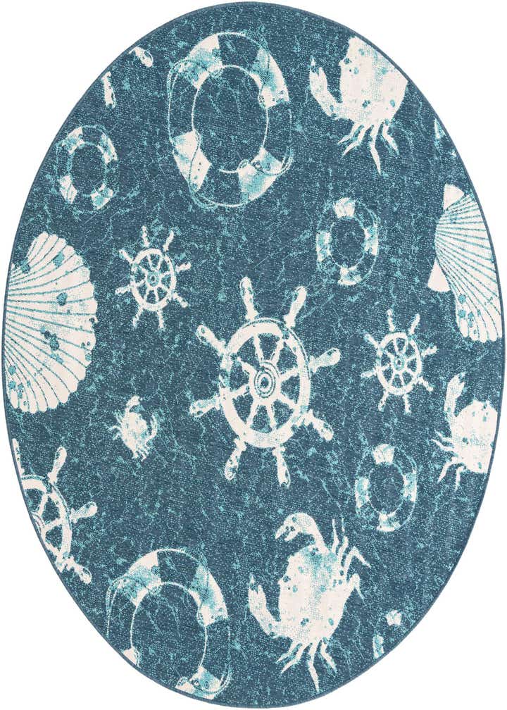 7' x 7' Easy-Clean Coastal Indoor / Outdoor Round Rug