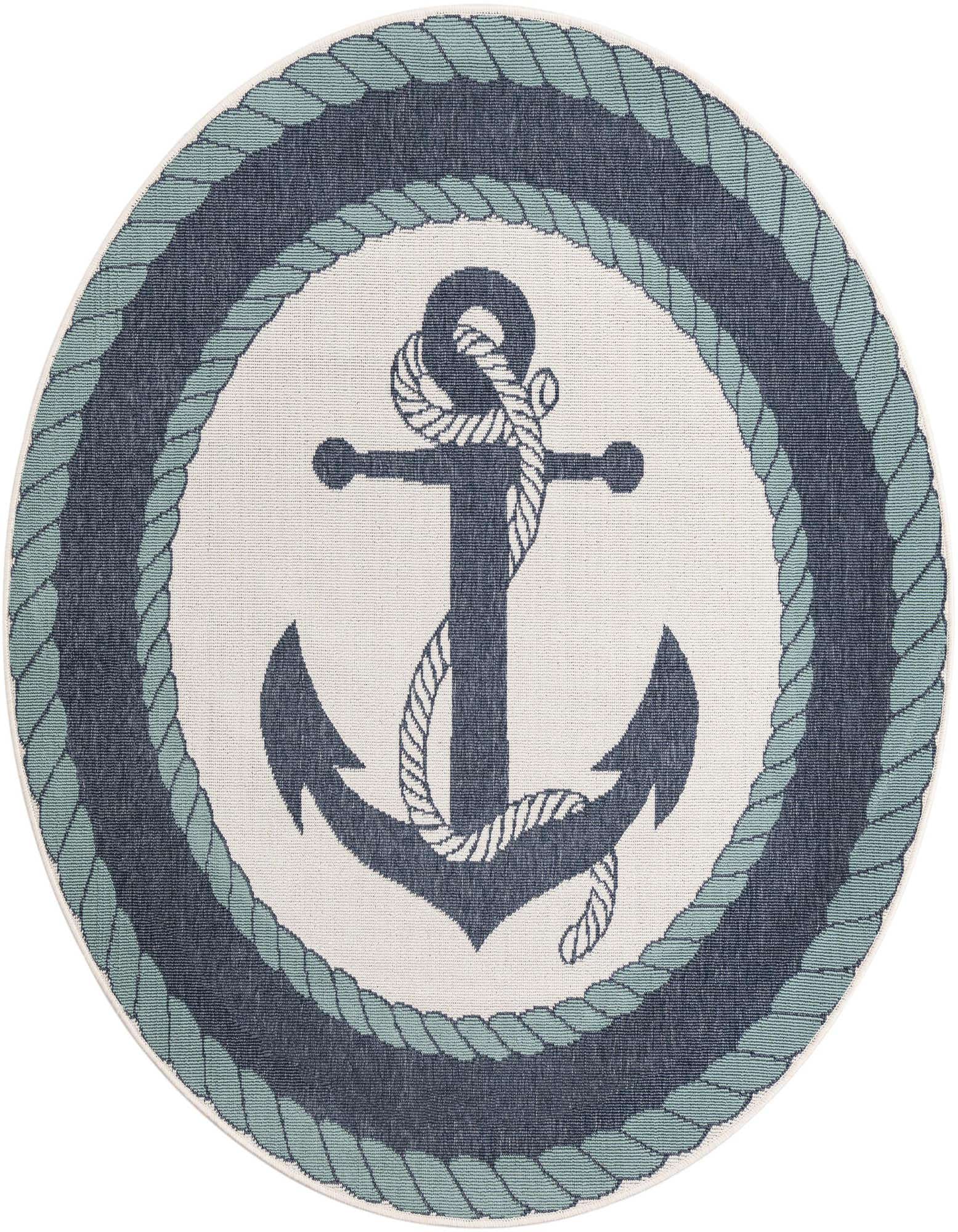 5' 3 x 5' 3 Easy-Clean Coastal Indoor / Outdoor Round Rug