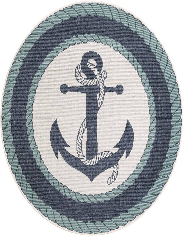 Detail image of 5' 3 x 5' 3 Easy-Clean Coastal Indoor / Outdoor Round Rug