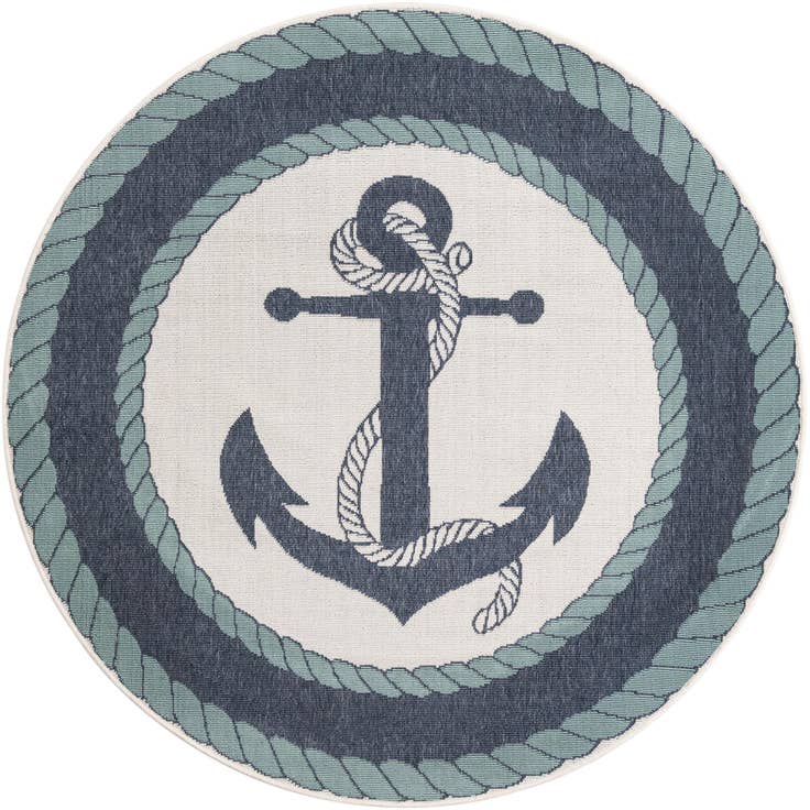 Detail image of 5' 3 x 5' 3 Easy-Clean Coastal Indoor / Outdoor Round Rug