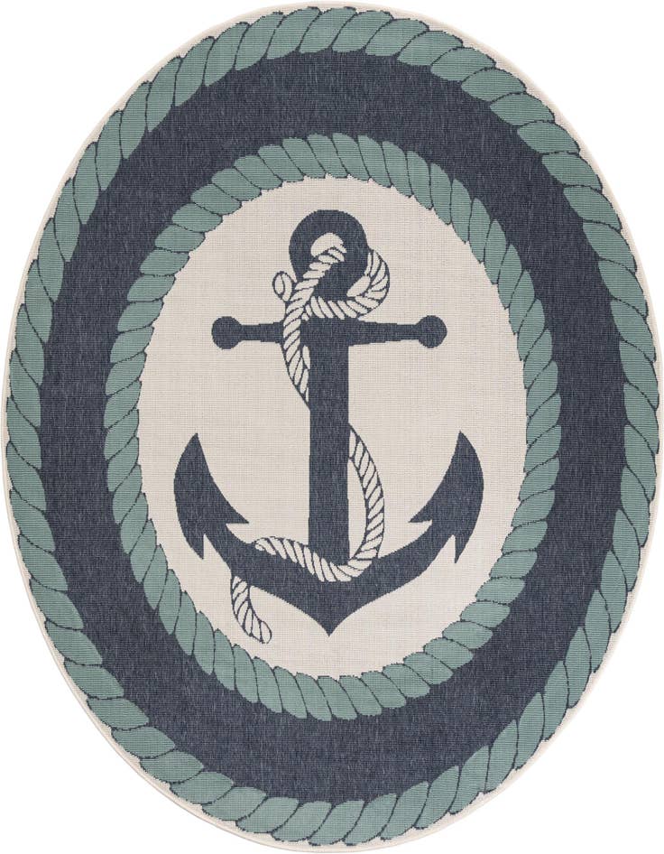 Detail image of 7' 10 x 7' 10 Easy-Clean Coastal Indoor / Outdoor Round Rug