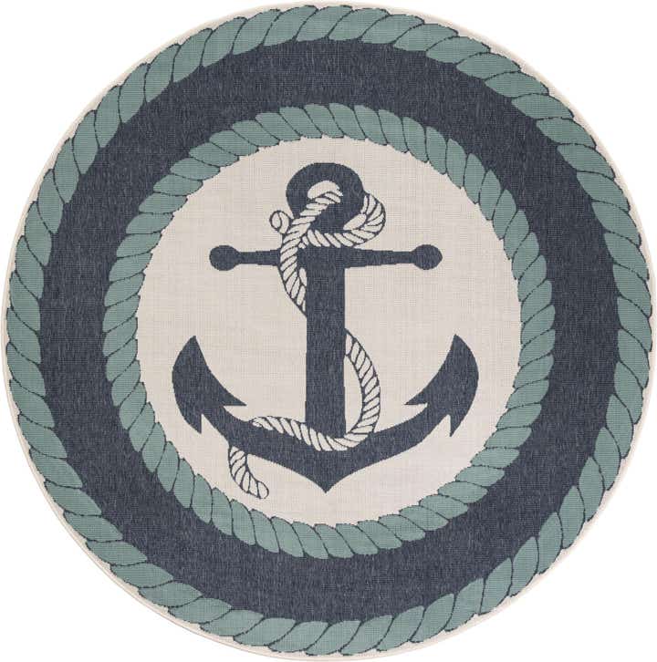 7' 10 x 7' 10 Easy-Clean Coastal Indoor / Outdoor Round Rug