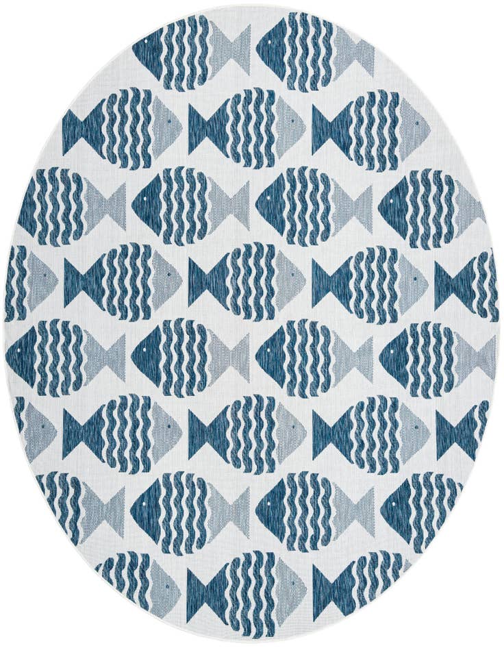 Detail image of 10' x 10' Easy-Clean Coastal Indoor / Outdoor Round Rug