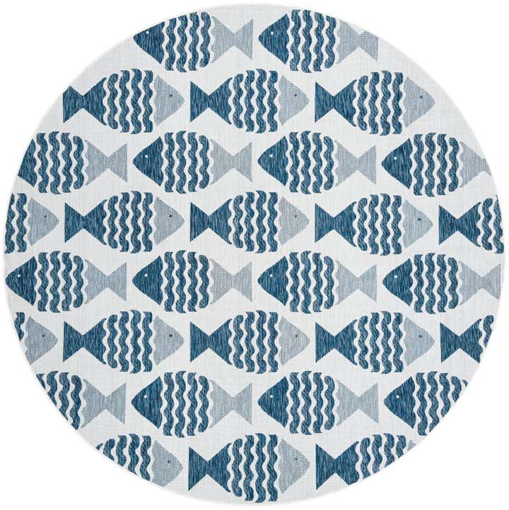10' x 10' Easy-Clean Coastal Indoor / Outdoor Round Rug