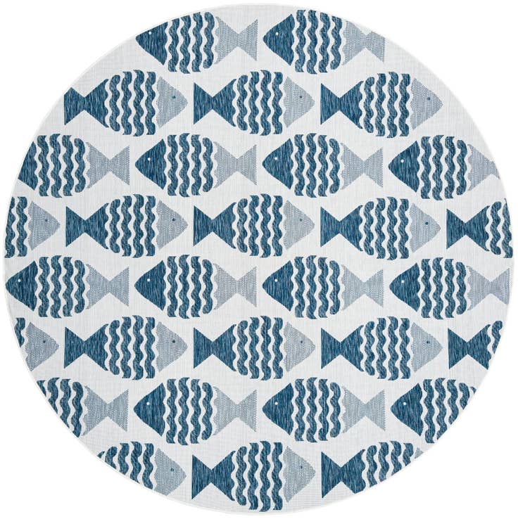 Detail image of 10' x 10' Easy-Clean Coastal Indoor / Outdoor Round Rug