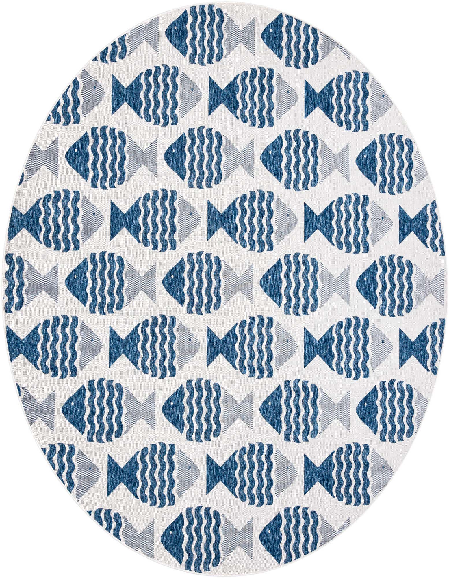 12' x 12' Easy-Clean Coastal Indoor / Outdoor Round Rug