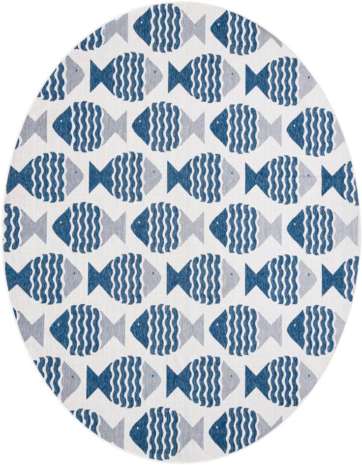Detail image of 12' x 12' Easy-Clean Coastal Indoor / Outdoor Round Rug