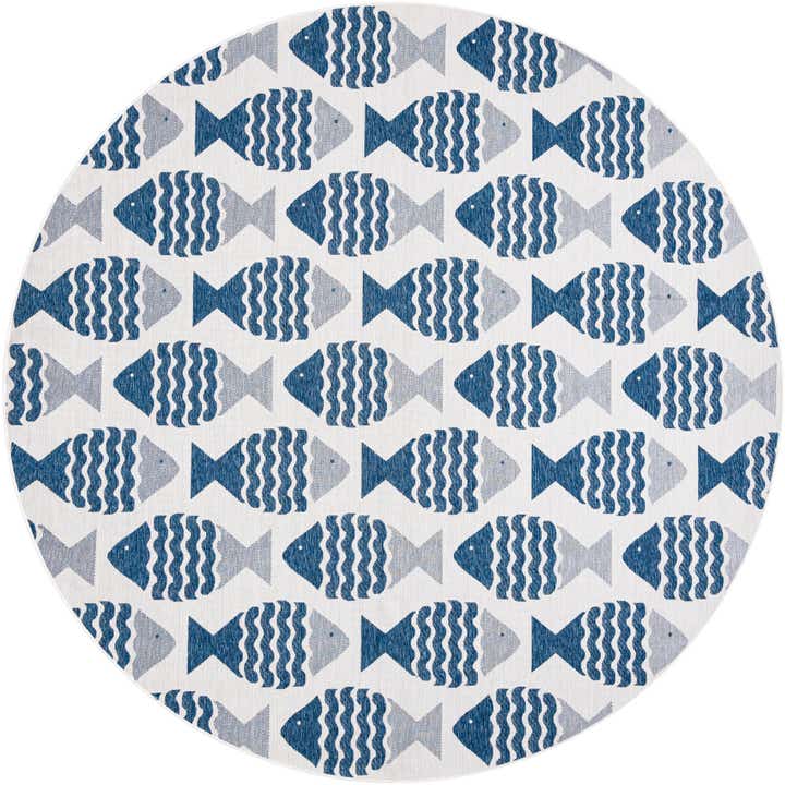 12' x 12' Easy-Clean Coastal Indoor / Outdoor Round Rug