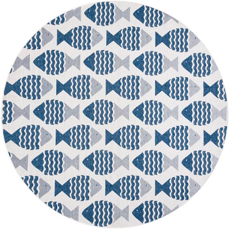 Detail image of 12' x 12' Easy-Clean Coastal Indoor / Outdoor Round Rug