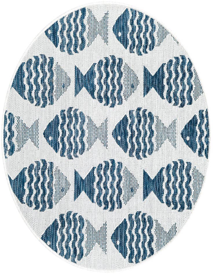 Detail image of 3' 1 x 3' 1 Easy-Clean Coastal Indoor / Outdoor Round Rug